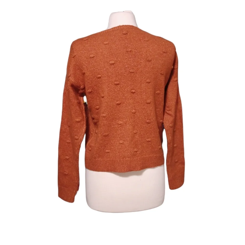 Love By Design S Crew Nwck Sweater Sweatshirt Burnt Orange Polka Dot Kni…